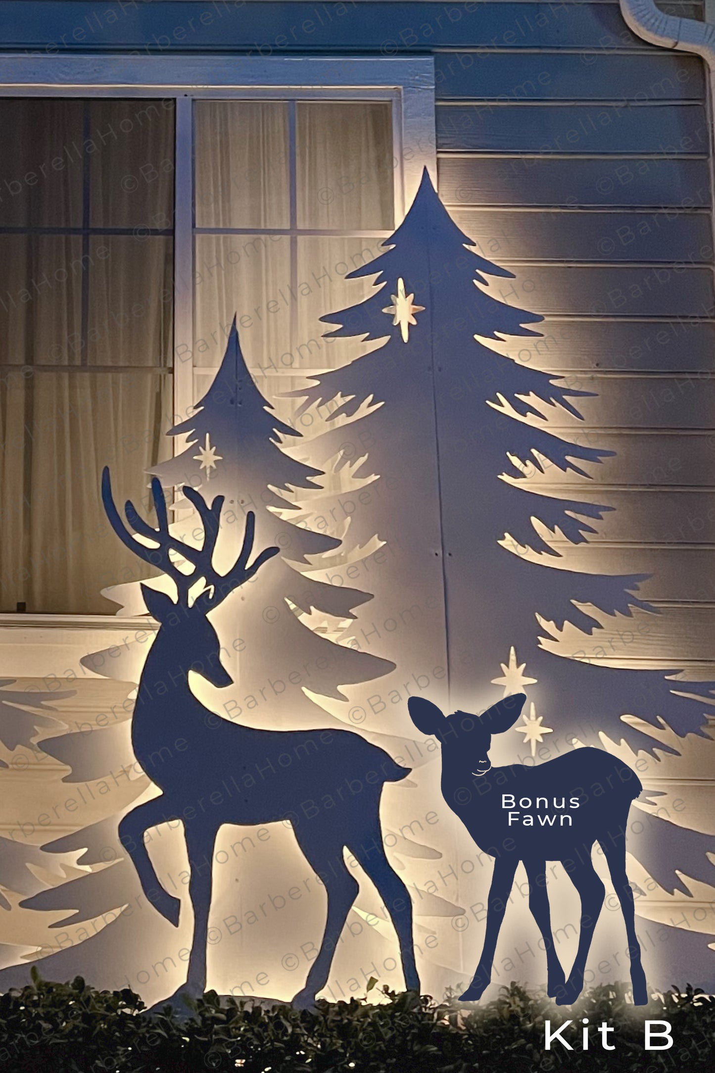 Pre-cut DIY Kit B - Unfinished wood cut outs of the BarberellaHome Trees and Reindeer Display