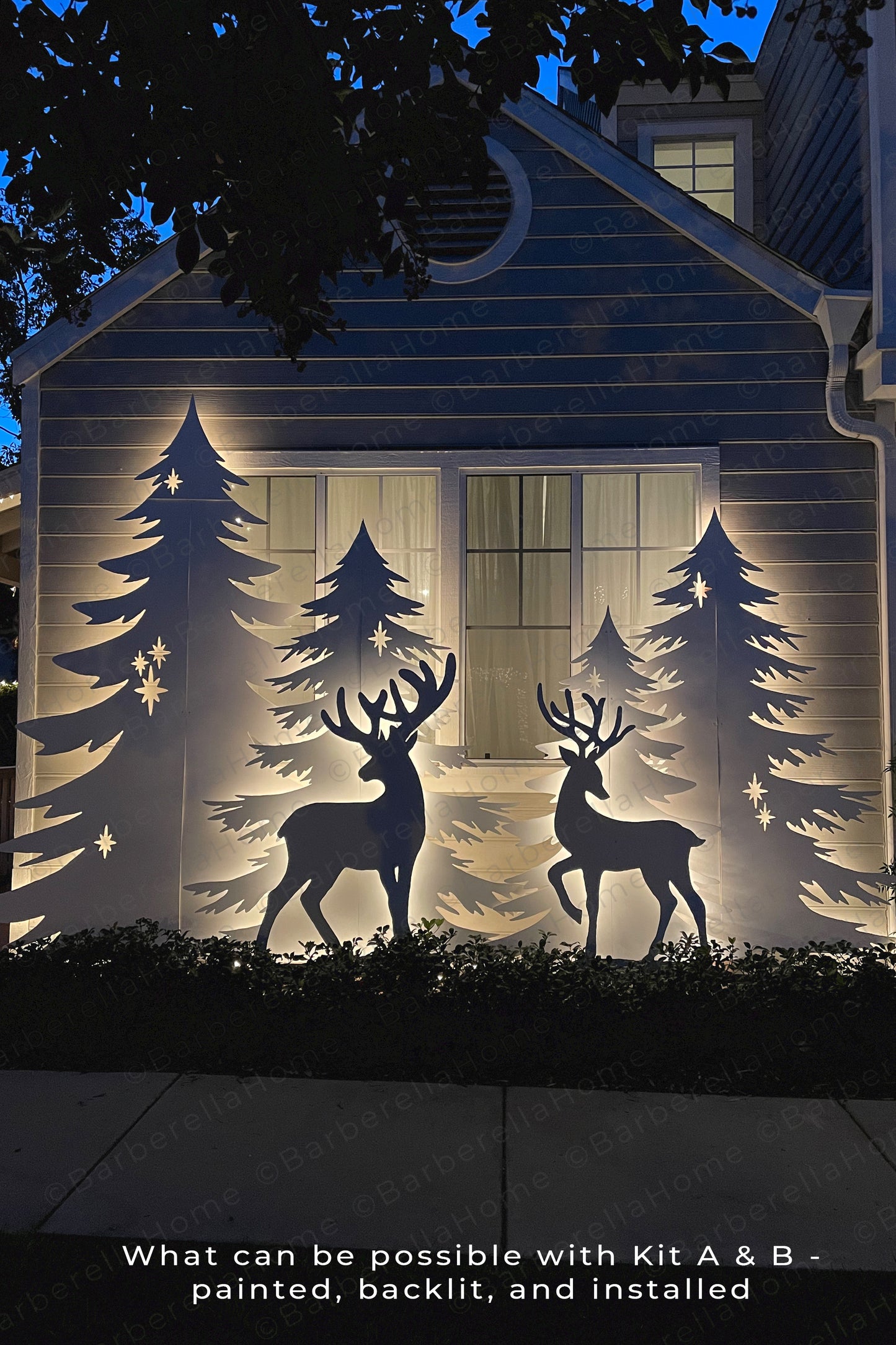 Pre-cut DIY Kit B - Unfinished wood cut outs of the BarberellaHome Trees and Reindeer Display