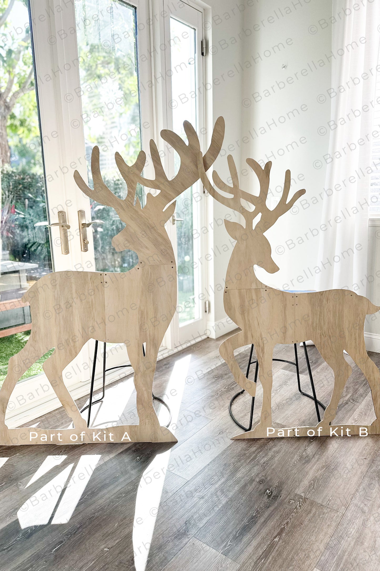 Pre-cut DIY Kit B - Unfinished wood cut outs of the BarberellaHome Trees and Reindeer Display