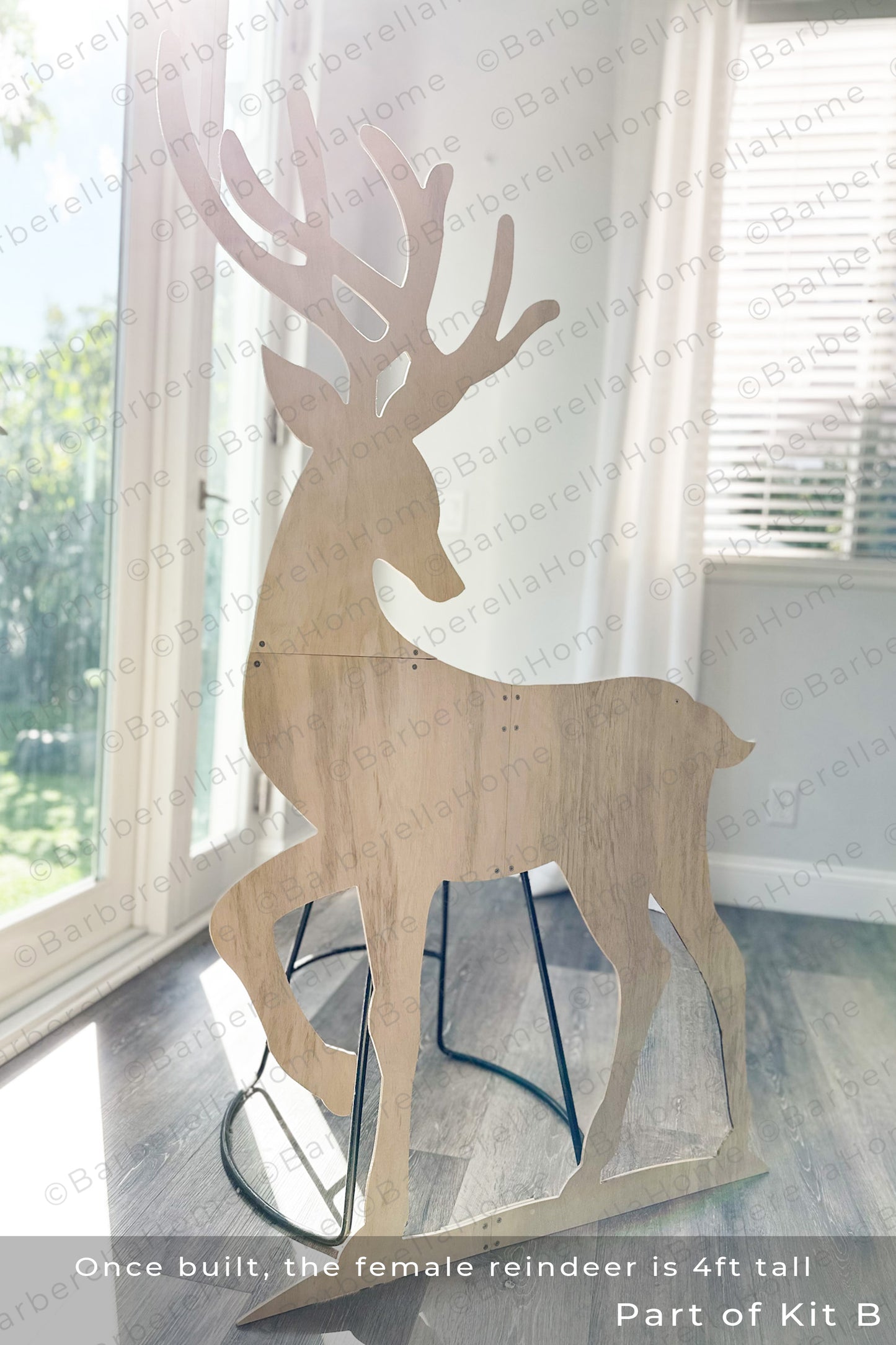 Pre-cut DIY Kit B - Unfinished wood cut outs of the BarberellaHome Trees and Reindeer Display