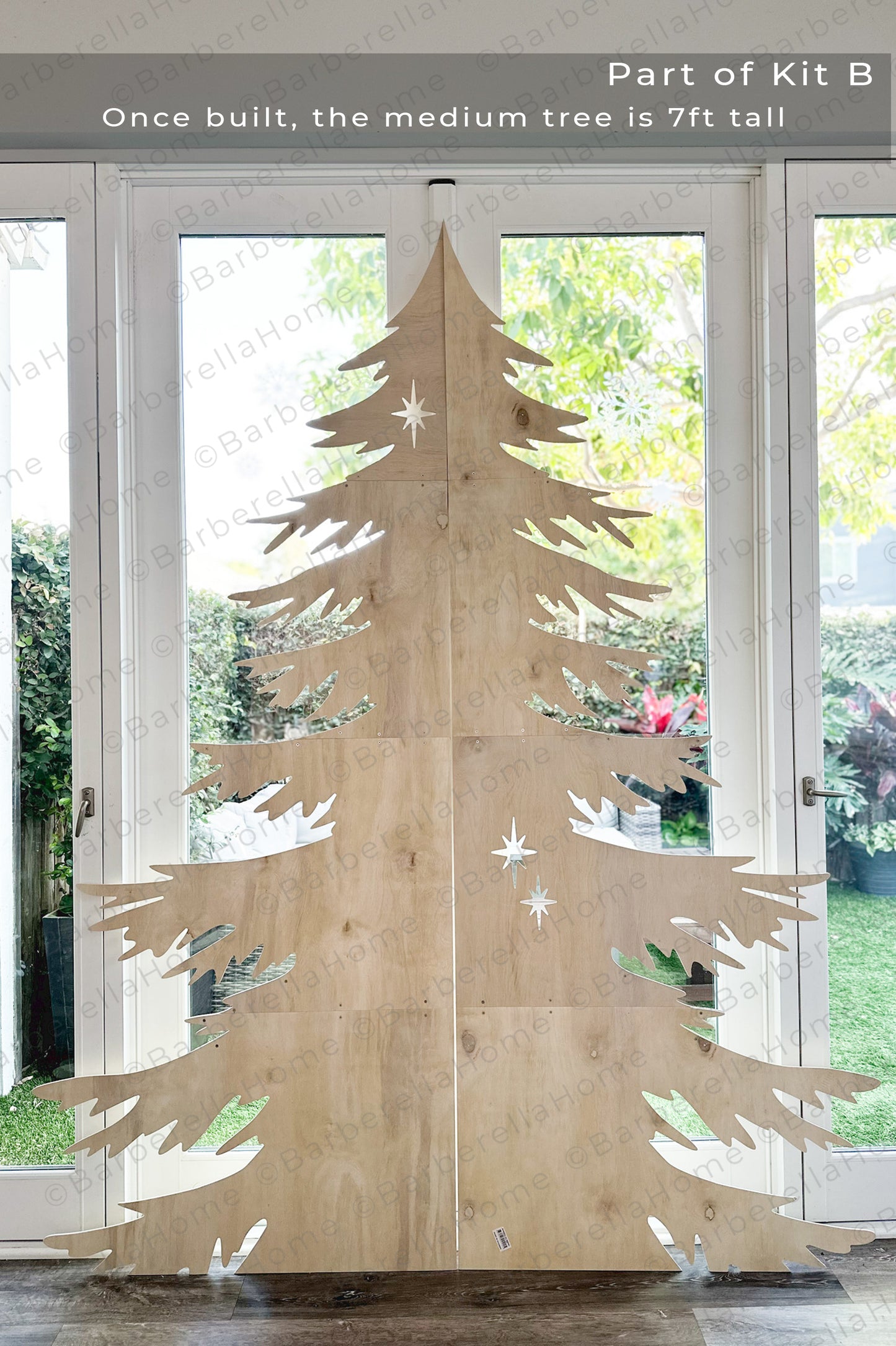 Pre-cut DIY Kit B - Unfinished wood cut outs of the BarberellaHome Trees and Reindeer Display
